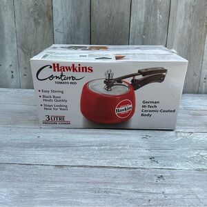 Hawkins Contura Ceramic Coated Pressure Cooker 3 Litres Tomato Red New Unused